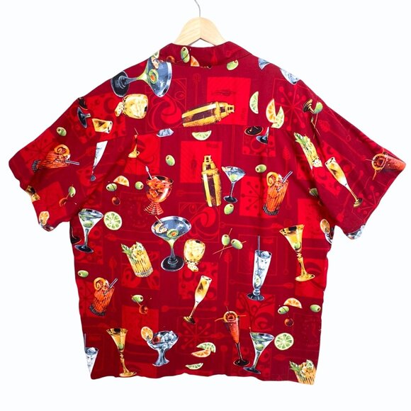 VTG‎ 80s Paradise Found Hawaiian Shirt Mens XL Happy Hour Martinis Cocktails - Picture 5 of 8